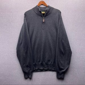 Orvis Charcoal Grey Silk Cashmere Soft Collared Quarter Zip Pullover Sweater L